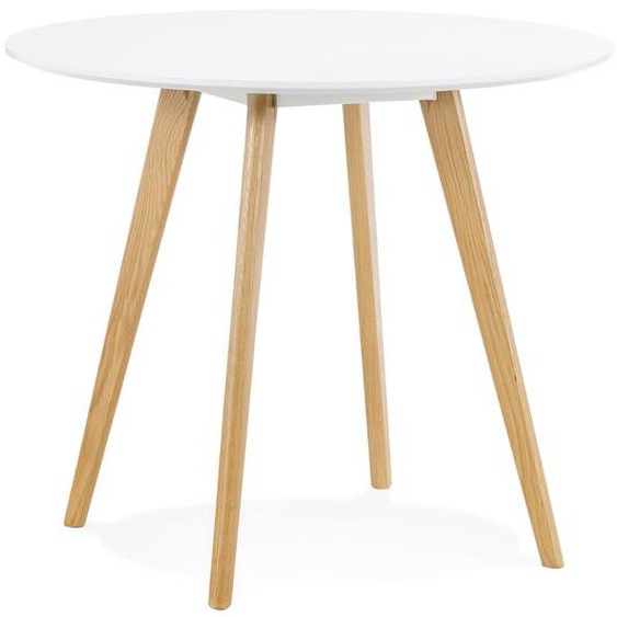 Table de cuisine ronde MIDY blanche style scandinave - ø 90 cm