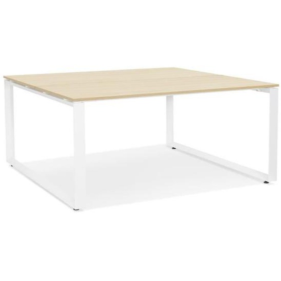 Table de réunion / bureau bench en bois et métal - ALTER EGO - BAKUS SQUARE - Blanc - 140x140 cm