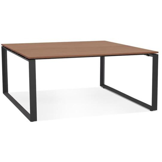 Table de réunion / bureau bench en bois Noyer et métal noir - ALTER EGO - BAKUS SQUARE - 160x160 cm