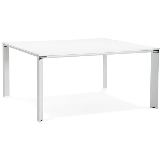 Table de réunion / bureau bench XLINE SQUARE blanc - 160x160 cm