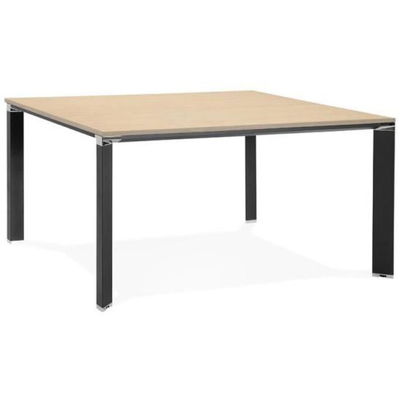 Table de réunion / bureau bench XLINE SQUARE en bois finition naturelle et métal noir - 140x140 cm