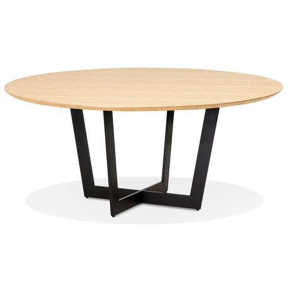 Table de salle à manger ronde LULU en bois finition naturelle et métal noir - Ø120 cm
