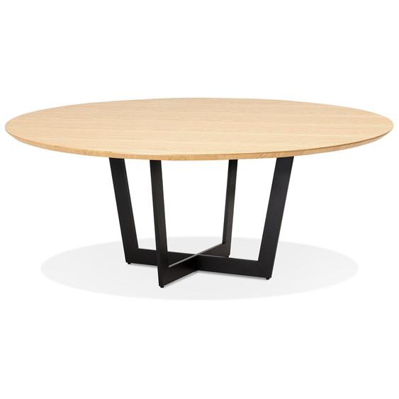 Table de salle à manger ronde LULU en bois finition naturelle et métal noir - Ø140 cm