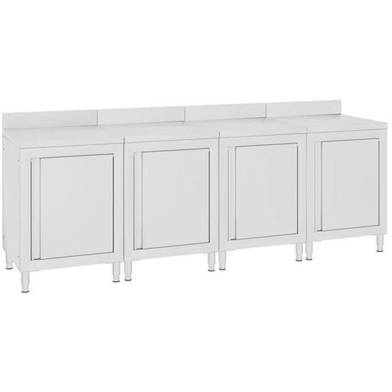 Table de travail commerciale avec armoire 240 x 60 x 96 cm acier inoxydable