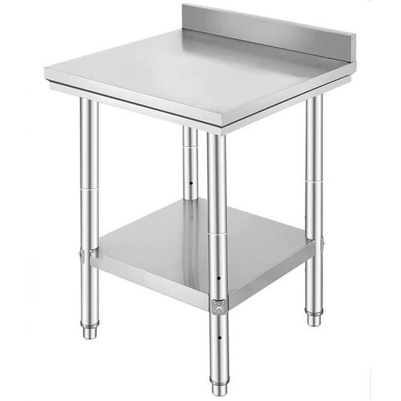 Table de travail cuisine inox - OHMG - 2 couches - 61x61x90cm - Charge max 60kg