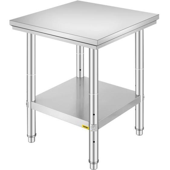 Table de Travail Cuisine Inox VEVOR - 60 x 60 x 80 cm - Capacité de Charge 150 kg