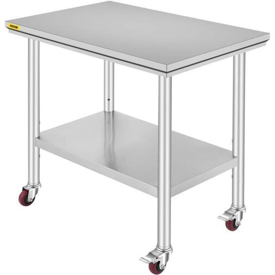 Table de Travail en Acier Inoxydable - VEVOR - 91x60 cm - Préparation alimentaire NSF - Poste de travail utilitaire