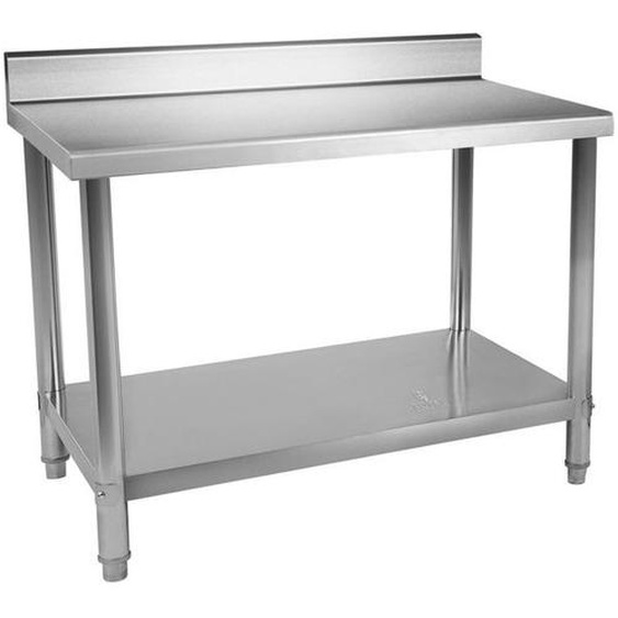 Table de travail inox avec dosseret 120 x 70 cm capacite de 143 kg