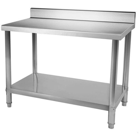 Table de travail professionnelle acier inox pieds ajustable avec rebord 100 x 60 cm