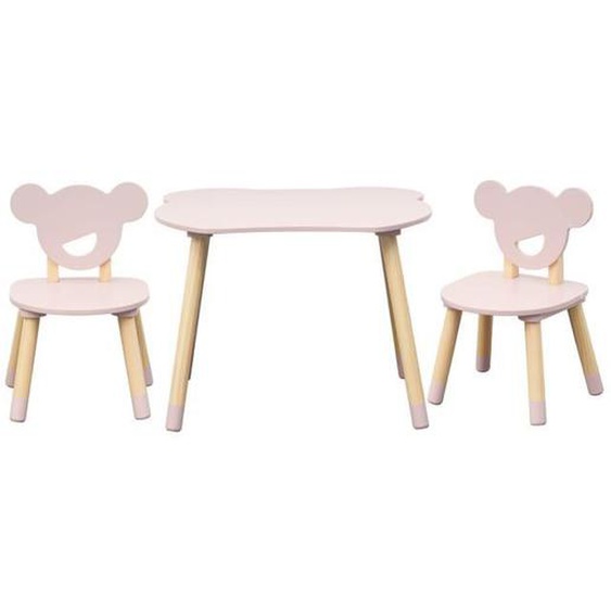 Table et 2 chaises pour enfants Rebecca Mobili Sika 44x60x56 MDF Pin Rose Marron ENSEMBLE 3 pcs