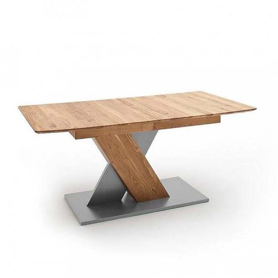 Table Extensible BAKU 180 à 230 cm chêne sauvage huilé pied X gris aluminium
