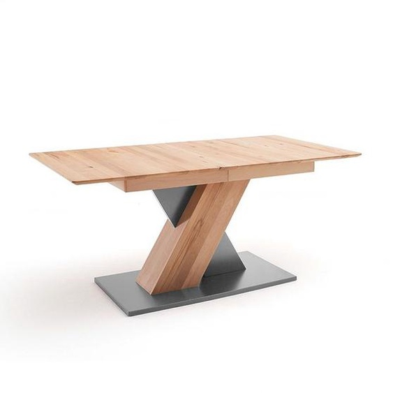 Table Extensible BAKU 180 à 230 cm coeur de hêtre massif huilé pied X gris aluminium