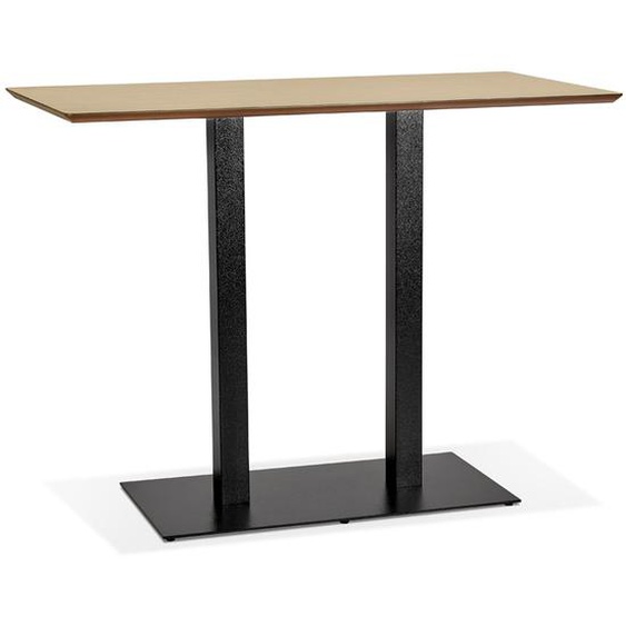 Table haute design ZUMBA BAR en bois finition naturelle avec pied en métal noir - 150x70 cm