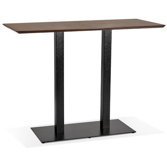 Table haute design ZUMBA BAR en bois finition Noyer avec pied en métal noir - 150x70 cm