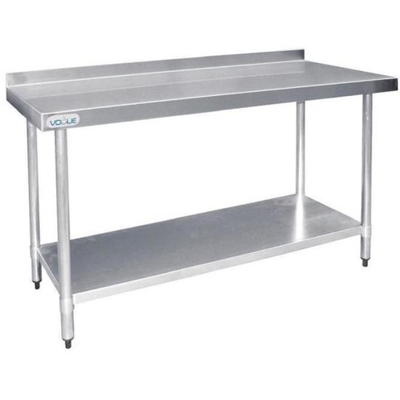 Table Inox avec Dosseret - Gamme 600 - Vogue - Brillant - Classique - Intemporel - Hauteur 96 cm - Gris