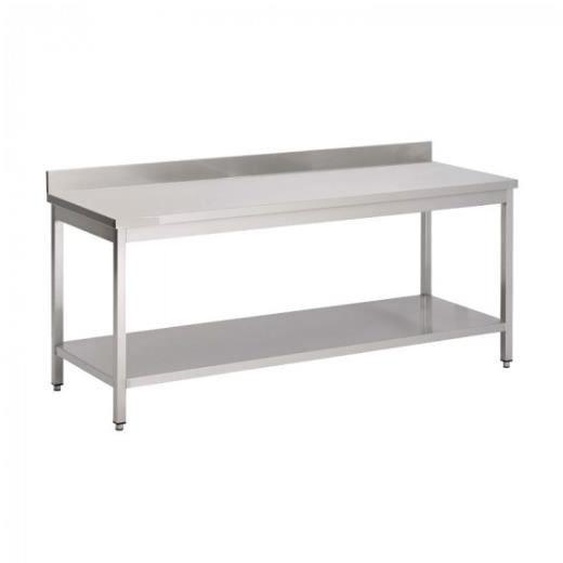 Table Inox Avec Sous Tablette Et Dosseret 700 x 800mm - GDATS-87A - Matériel Horeca