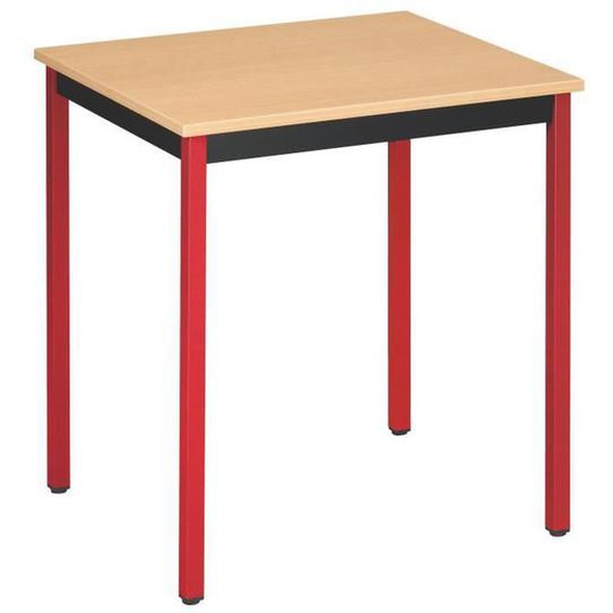 Table multi-usages hêtre L 70 x P 60 cm - Éco - piétement rouge