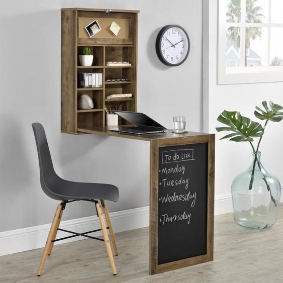 Table Murale Pliable MDF 156 x 50 x 91,5 cm Bois Naturel [en.casa]