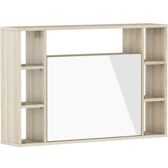 Table murale rabattable Bureau mural 94cmx62cmx20cm « Musi Chêne sonoma clair / blanc brillant »