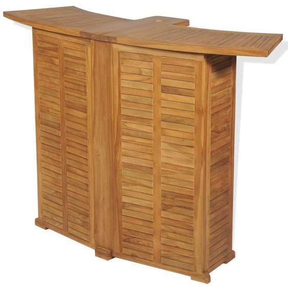 Table de bar pliable en bois de teck solide - Marron - 155x53x105 cm