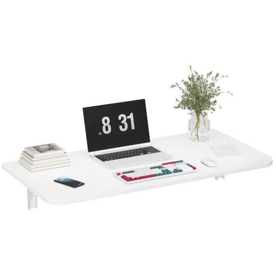 Table Pliable Murale Bureau cuisine - Table murale de cuisine - FLASIDU - Blanc - Bois - Moderne - 60*30*15cm