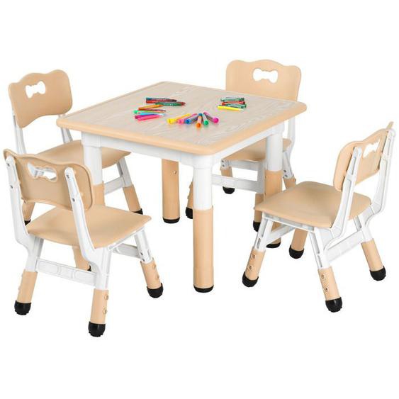 Table pour Enfant avec 4 Chaises,Ensemble de Table,réglable en Hauteur, Meubles en Plastique,jaune