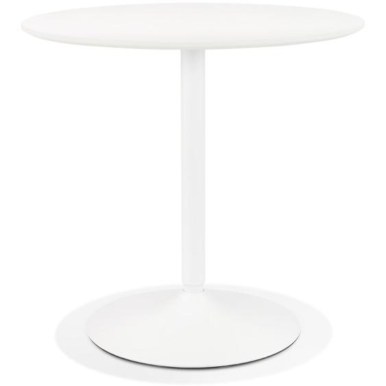 Table ronde design CHIVA en bois et métal blanc - Ø 80 cm