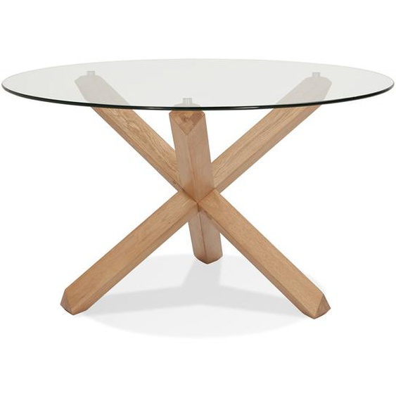 Table ronde design MAGIK en verre et chêne massif