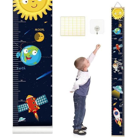 Tableau de Croissance Enfants Interstellaires Terre Fusée Toise Murale Enfant Amovible