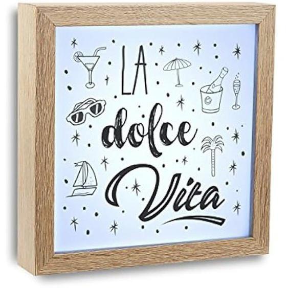 Tableau lumière - VERSA - La dolce vita - Bois - Multicolore - 20 x 4 x 20 cm