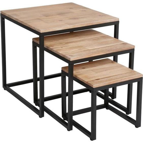 Tables basses gigognes Edena - ATMOSPHERA - 50 - 40 - 30 cm - Noir et beige