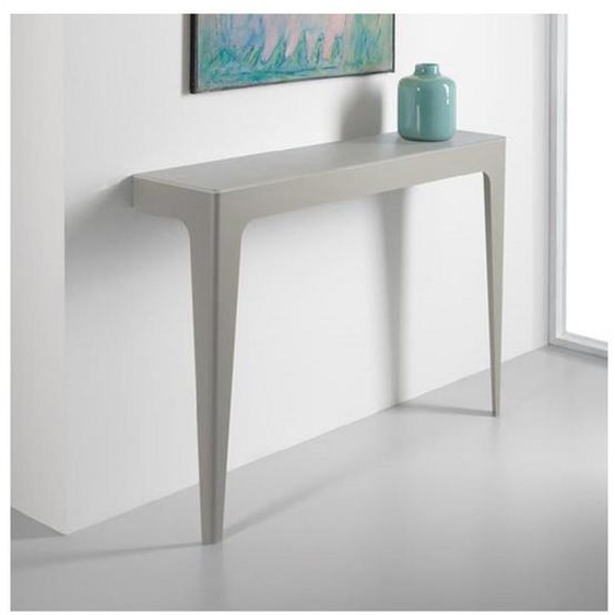 Tables console BRIDGE en acier/plateau en verre retro laque en blanc florentin