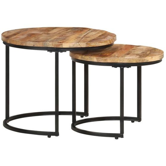 Tables gigognes 2 pcs Bois de manguier brut