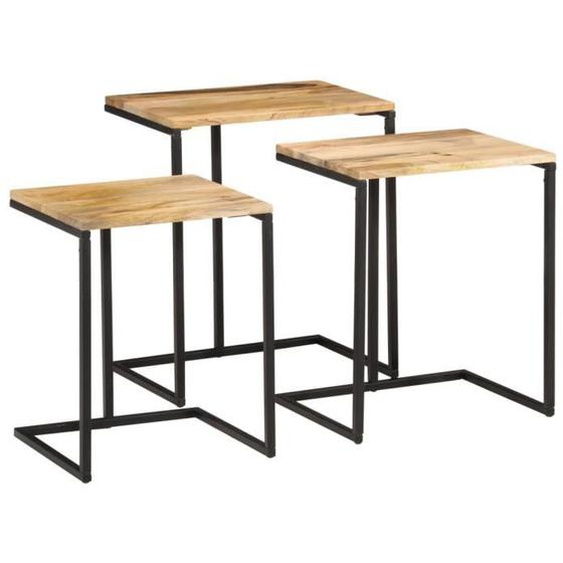 Tables gigognes - Bois massif dacacia - Ensemble de 3 - Design gigogne