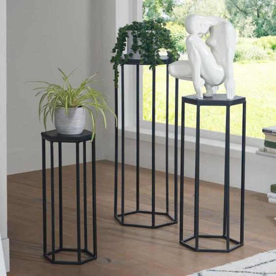 Tables Gigognes Bois Massif FineBuy - Lot de 3 - Noir