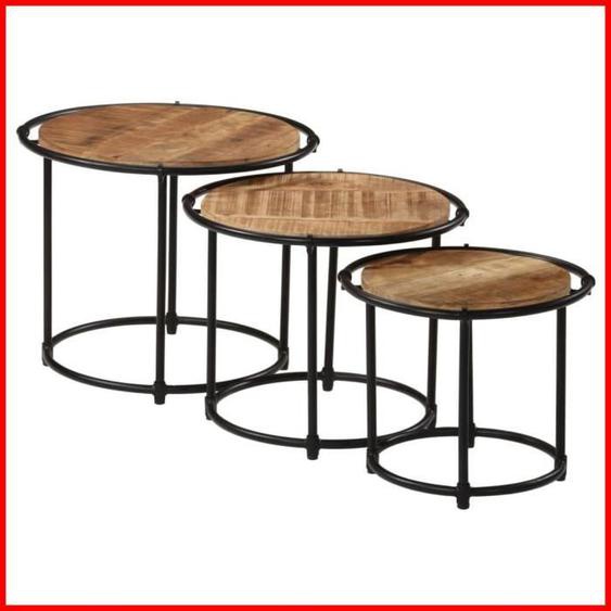 Tables gigognes en bois de manguier massif brut KEEN SO - AF635