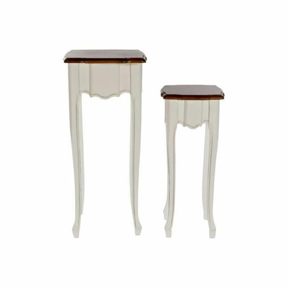 Tables gigognes style romantique - Paulownia naturel - Blanc