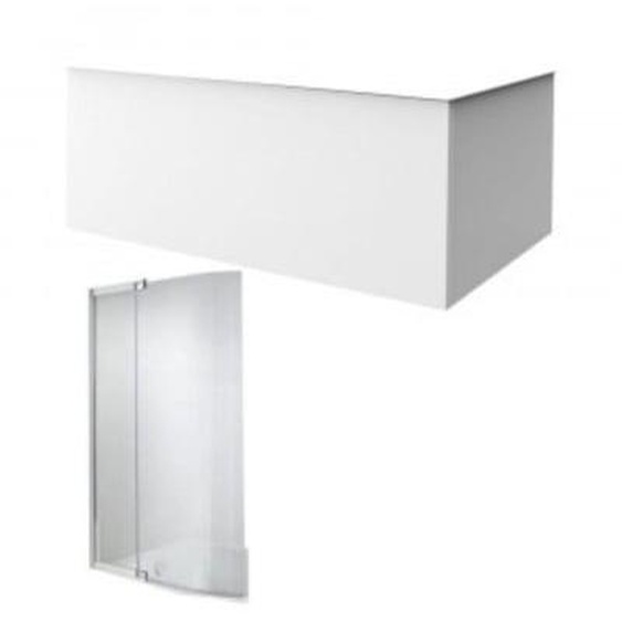 Tablier bain compatible toutes baignoires rectangulaires, installation angle, 180x90x60cm, Blanc + Pare bain Malice Jacob Delafon