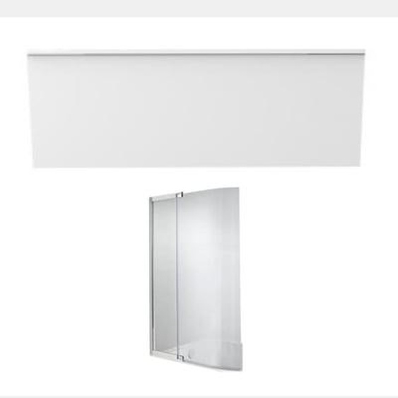 Tablier frontal baignoire rectangulaire + pare bain Installation en niche, blanc mat