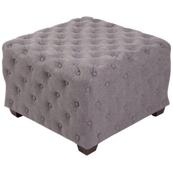 Tabouret bas repose pieds pouf forme carre en tissu gris capitonne 10_0003715