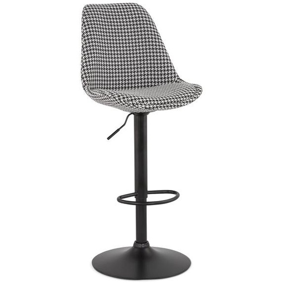 Tabouret réglable MIKE en tissu pied de poule et pied noir