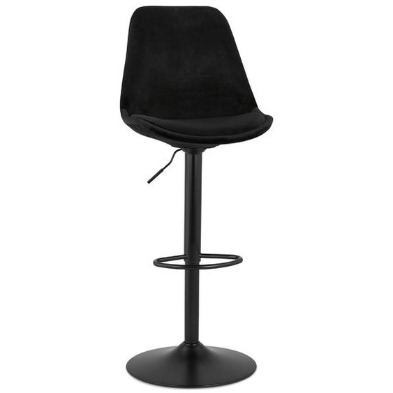 Tabouret réglable MIKE en velours noir et pied noir