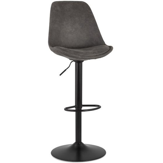 Tabouret réglable ZEBRA en microfibre gris et pied noir