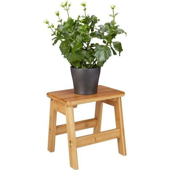 Tabouret repose-pieds bambou RUSTICO - RELAXDAYS - petit tabouret enfant - HxlxP: 27 x 29 x 24 cm, nature