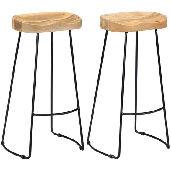 Tabourets de bar Gavin lot de 2 bois de manguier massif