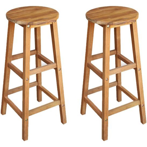 Tabourets de bar lot de 2 bois dacacia massif