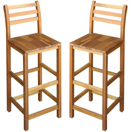 Tabourets de bar lot de 2 bois dacacia massif