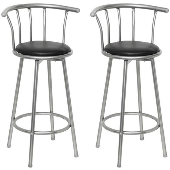 Tabourets de bar lot de 2 noir similicuir