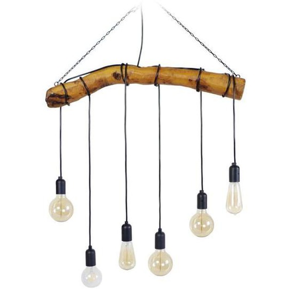 TACKS 8- Suspension grappe bois  vieilli,noir Abat-jour: abat-jour  ampoule déco ampoule 6 ampoules E27 inspiration nordique