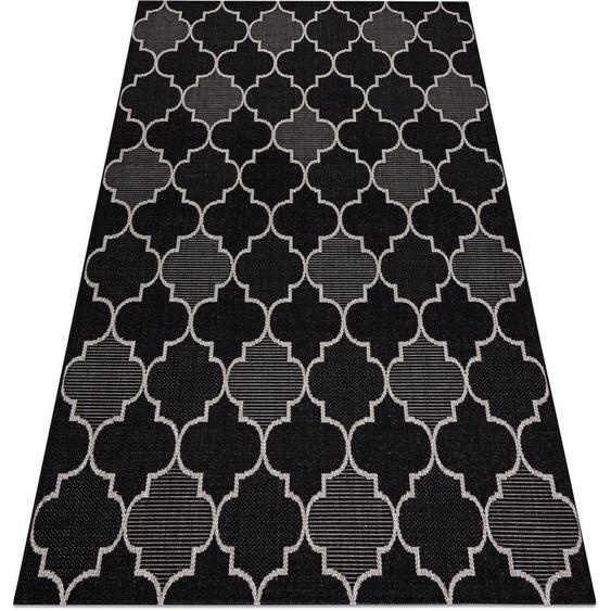 TAPIS EN CORDE SIZAL FLOORLUX 20607 Treillis marocain noir / argentin black 240x330 cm